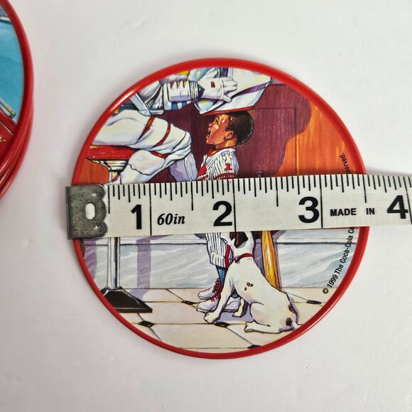 Vintage 1999 Coca-Cola Collectible Tin Coaster Set Pilot, Astronaut, Mom, Child - Picture 7 of 16